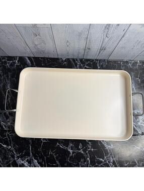 GreenPan 18x11 Double Burner Griddle White Ceramic Nonstick Cookware Pan